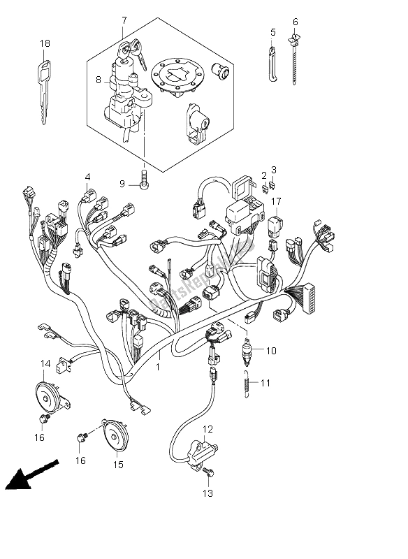 Tutte le parti per il Cablaggio (gsx1400-u) del Suzuki GSX 1400 2004