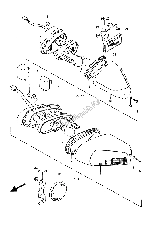 Alle onderdelen voor de Richtingaanwijzer Lamp van de Suzuki GSX 1100F 1989