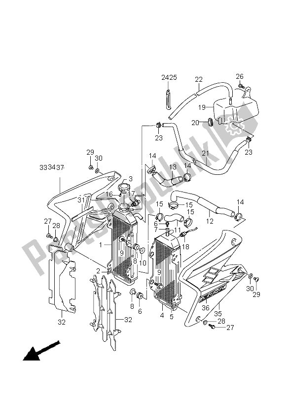 All parts for the Radiator of the Suzuki DR Z 400S 2005