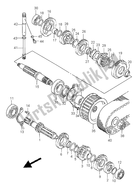 All parts for the Transmission of the Suzuki LS 650 Savage 2002