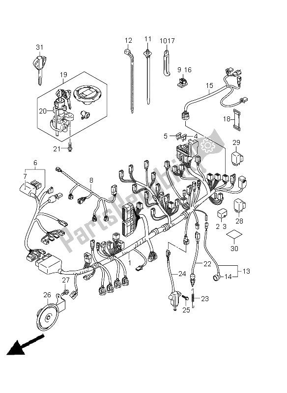 All parts for the Wiring Harness (gsx-r750 E21) of the Suzuki GSX R 750 2011