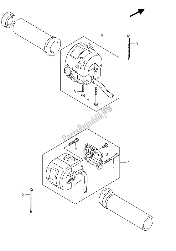 All parts for the Handle Switch (vzr1800uf E19) of the Suzuki VZR 1800 BZ M Intruder 2015