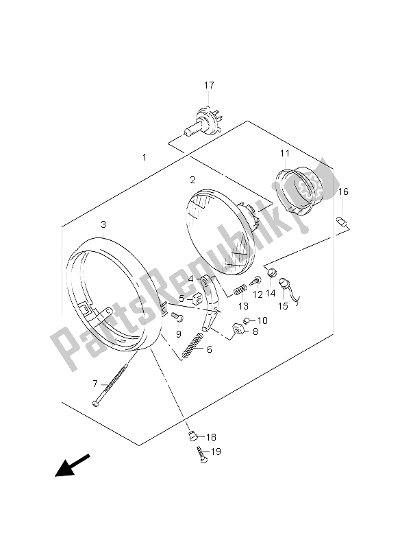 All parts for the Headlamp of the Suzuki GZ 250 Marauder 2006