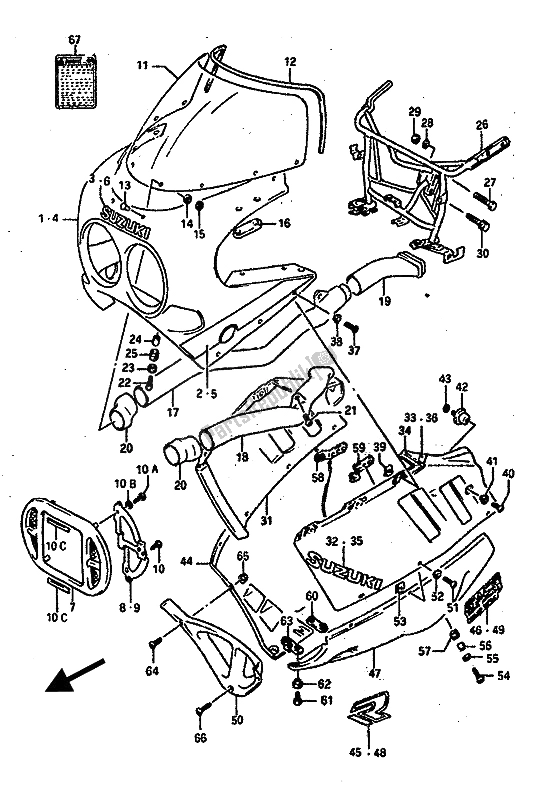 Toutes les pièces pour le Capot (9sr) du Suzuki GSX R 1100 1989