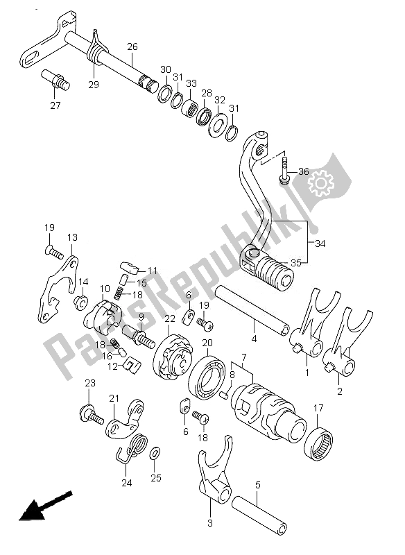 Tutte le parti per il Cambio Di Marcia (e1-p37) del Suzuki DR Z 400E 2007