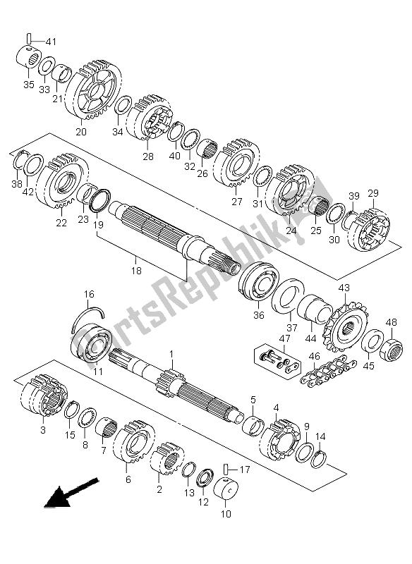 All parts for the Transmission of the Suzuki GSX 1300R Hayabusa 2008