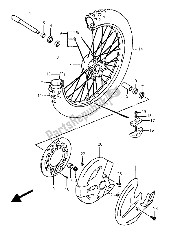 Tutte le parti per il Ruota Anteriore del Suzuki RM 250 1998