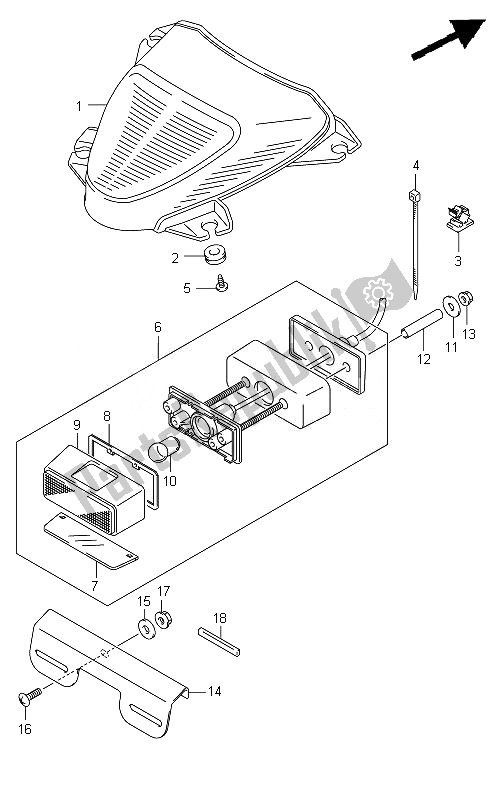 All parts for the Rear Combination Lamp of the Suzuki VZ 1500 Intruder 2010