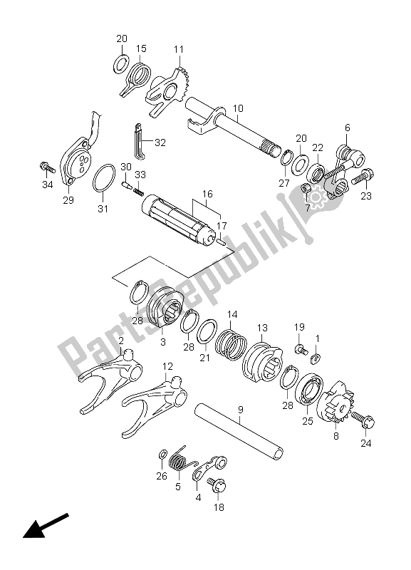 All parts for the Gear Shifting of the Suzuki LT A 450 XZ Kingquad 4X4 2009