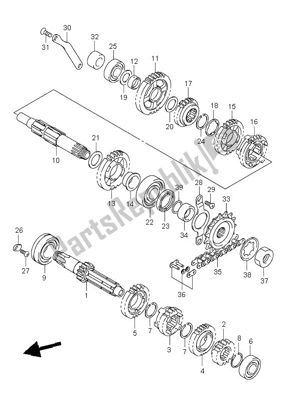 All parts for the Transmission of the Suzuki DR Z 400S 2004