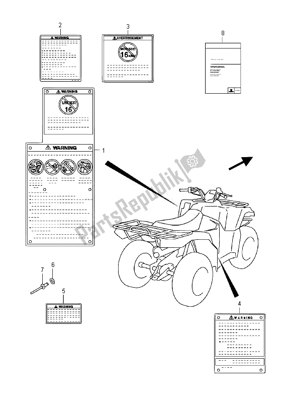 All parts for the Label (lt-a400f) of the Suzuki LT A 400 FZ Kingquad ASI 4X4 2014