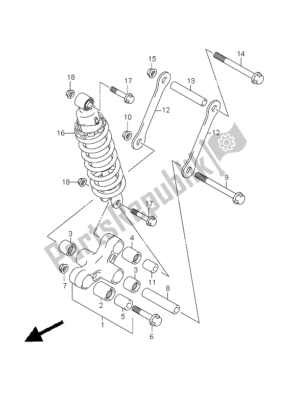 All parts for the Rear Cushion Lever of the Suzuki VZ 800Z Intruder 2008