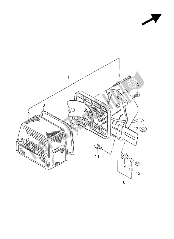 All parts for the Rear Combination Lamp (e1-e30) of the Suzuki GN 125E 2000