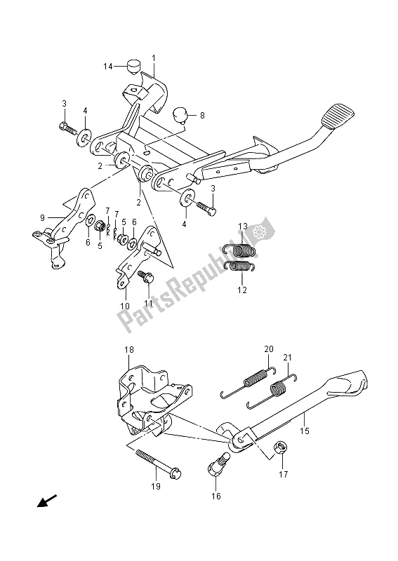 All parts for the Stand of the Suzuki AN 650Z Burgman Executive 2014