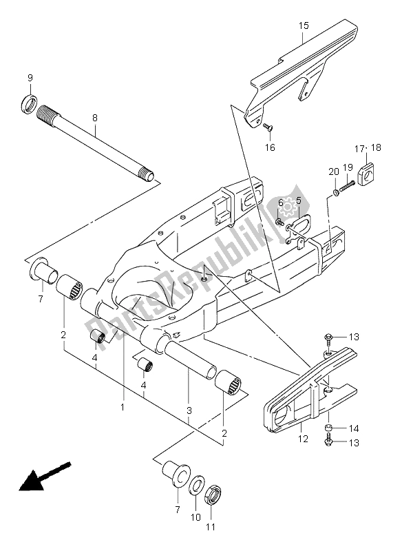 Todas as partes de Braço Oscilante Traseiro do Suzuki SV 1000 NS 2003