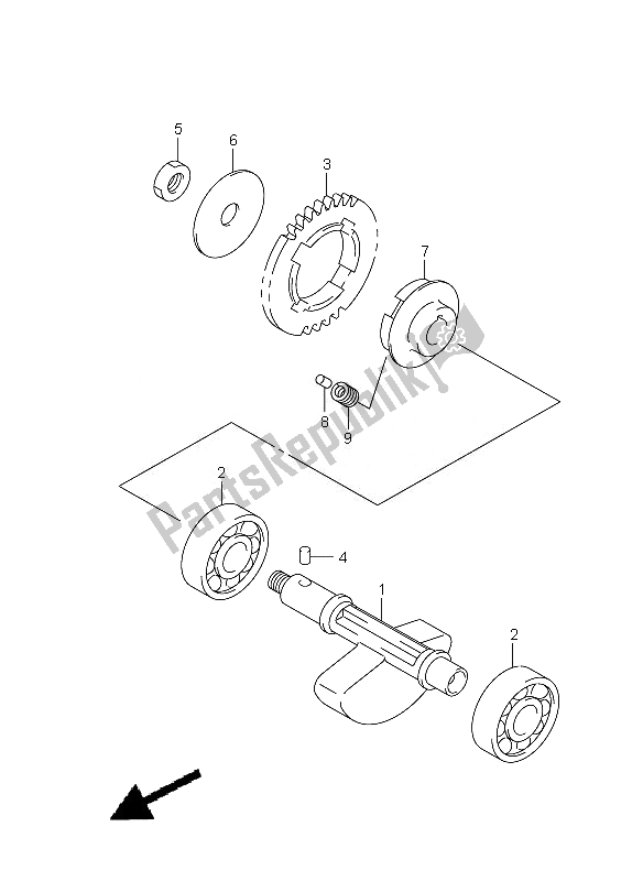 All parts for the Crank Balancer of the Suzuki DR Z 400 SM 2007