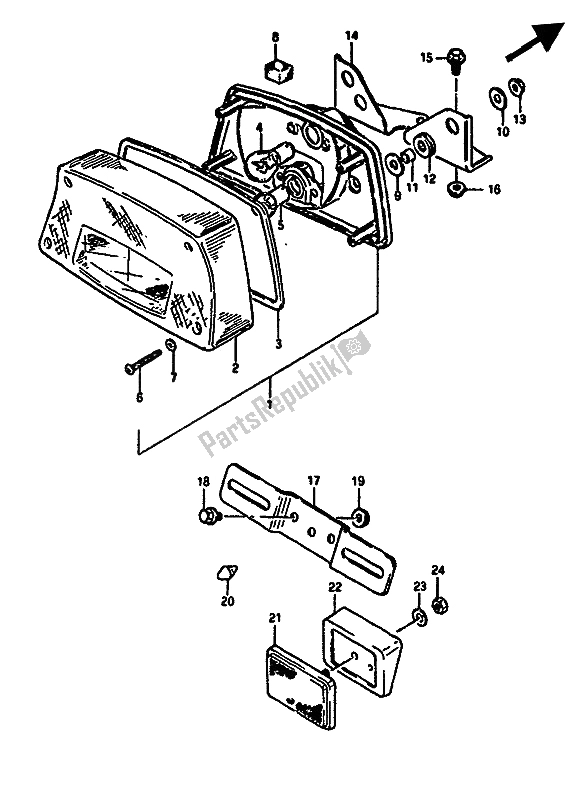 Toutes les pièces pour le Feu Arrière Combiné du Suzuki GSX 550 Esfu 1986