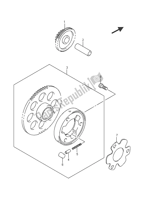 All parts for the Starter Clutch of the Suzuki LT Z 90 Quadsport 2016