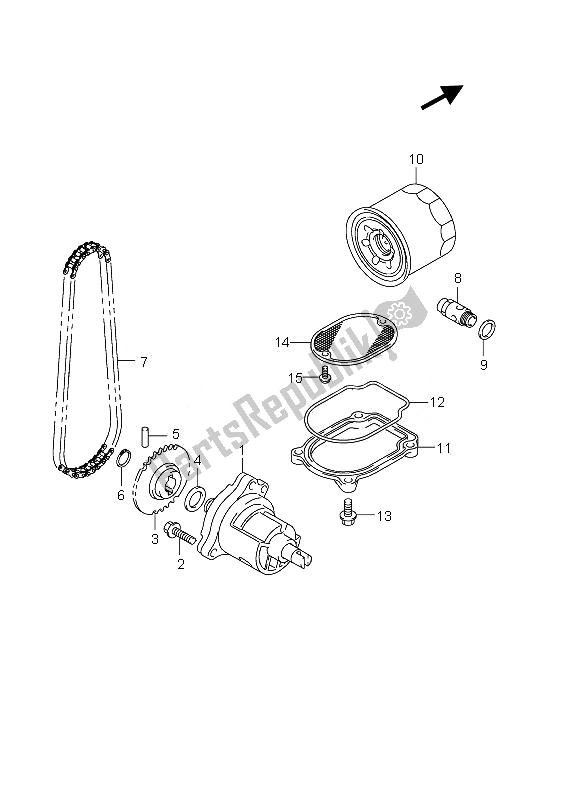 All parts for the Oil Pump of the Suzuki VZ 800 Intruder 2010