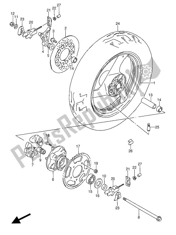 Todas las partes para Rueda Trasera de Suzuki GSX 600 FUU2 1993