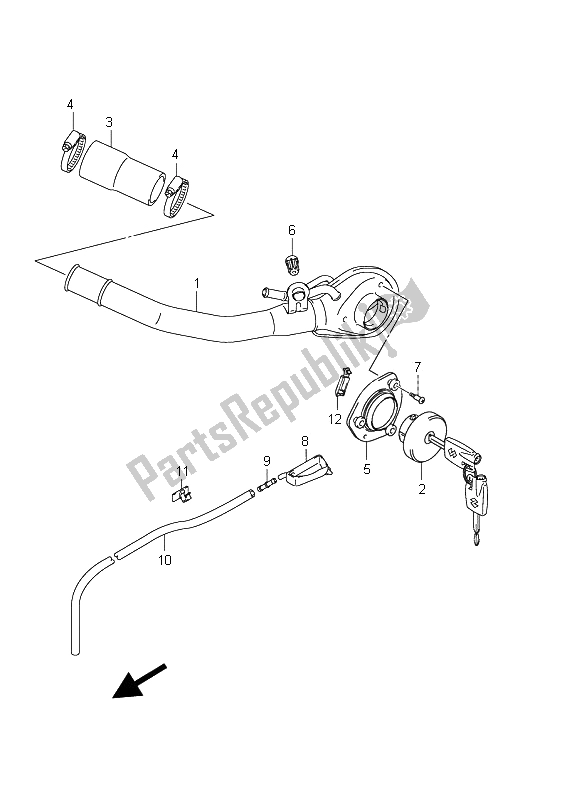 All parts for the Fuel Inlet (an650a E19) of the Suzuki AN 650A Burgman Executive 2011