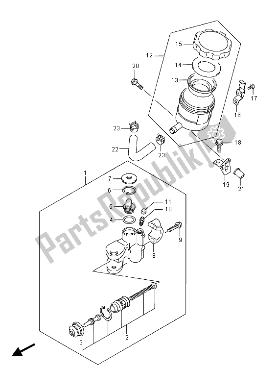 All parts for the Front Master Cylinder of the Suzuki GSX R 1000A 2015