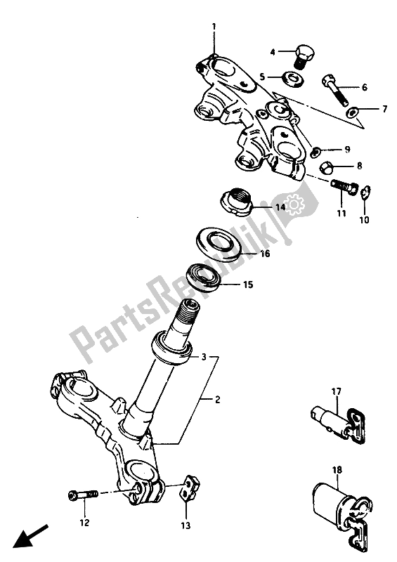 Tutte le parti per il Gambo Dello Sterzo (gsx1100es-ef-gs1150ef) del Suzuki GSX 1100 Esef 1150 EF 1986