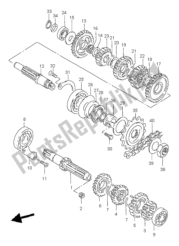 All parts for the Transmission of the Suzuki GZ 250 Marauder 1999