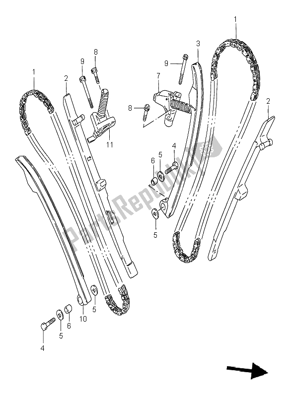 Alle onderdelen voor de Cam Ketting van de Suzuki VS 800 Intruder 1997