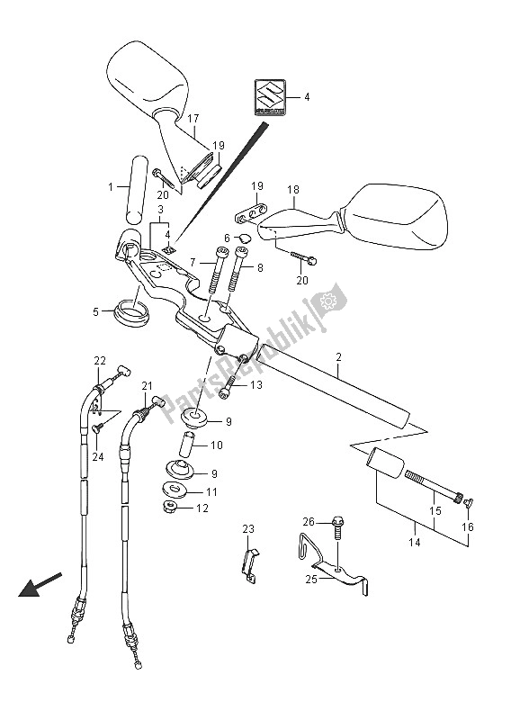 Toutes les pièces pour le Guidon (gsx1300ra E19) du Suzuki GSX 1300 RA Hayabusa 2016