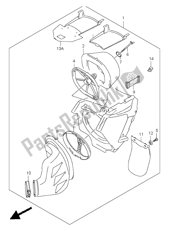 All parts for the Air Cleaner of the Suzuki RM 125 2003