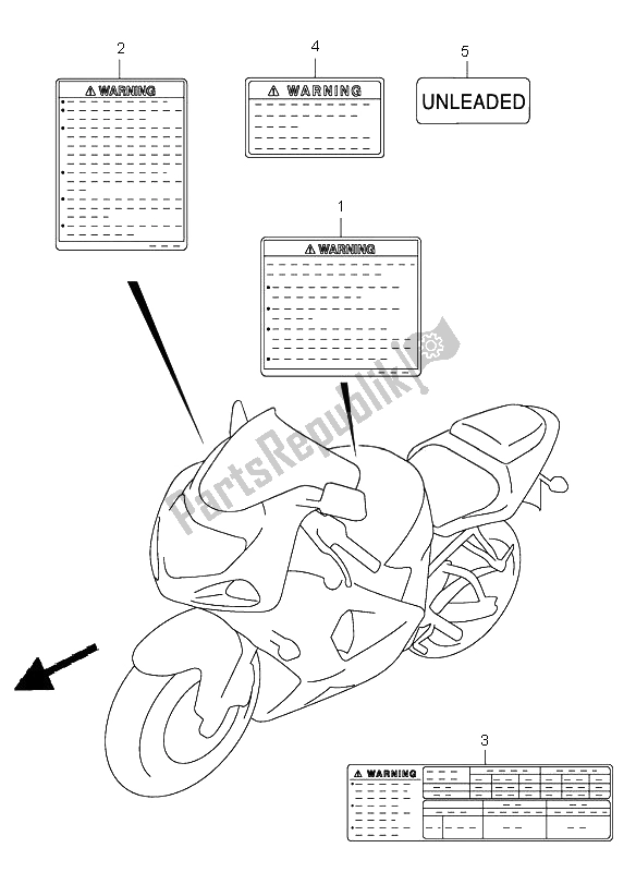 Alle onderdelen voor de Etiket van de Suzuki GSX R 750 2000