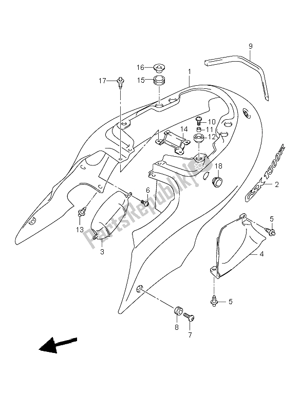 All parts for the Frame Cover of the Suzuki GSX 1300R Hayabusa 1999