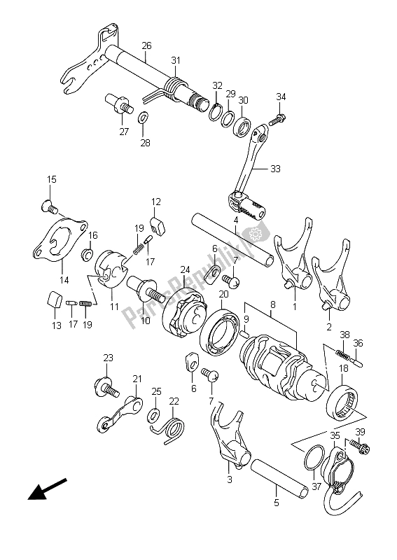 All parts for the Gear Shifting of the Suzuki RM Z 250 2015