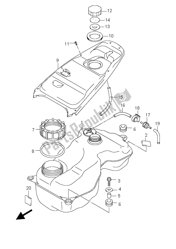 All parts for the Fuel Tank of the Suzuki UX 125 Sixteen 2008