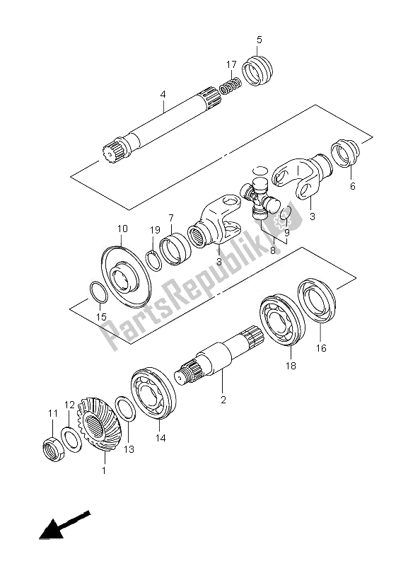 All parts for the Secondary Drive of the Suzuki LT F 250 Ozark 2010