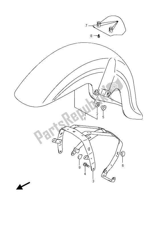 Toutes les pièces pour le Garde-boue Avant (e02) du Suzuki VL 800 Intruder 2015