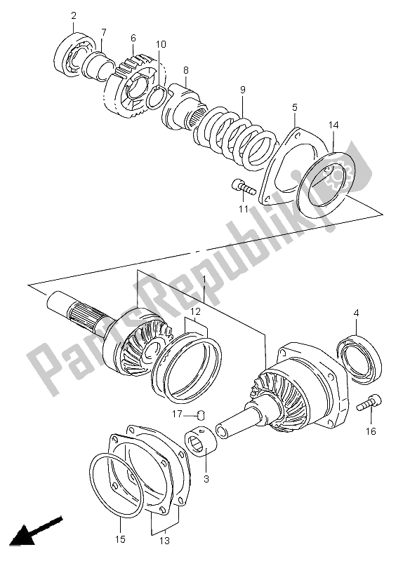 All parts for the Secundary Drive Gear of the Suzuki VL 1500 Intruder LC 2006