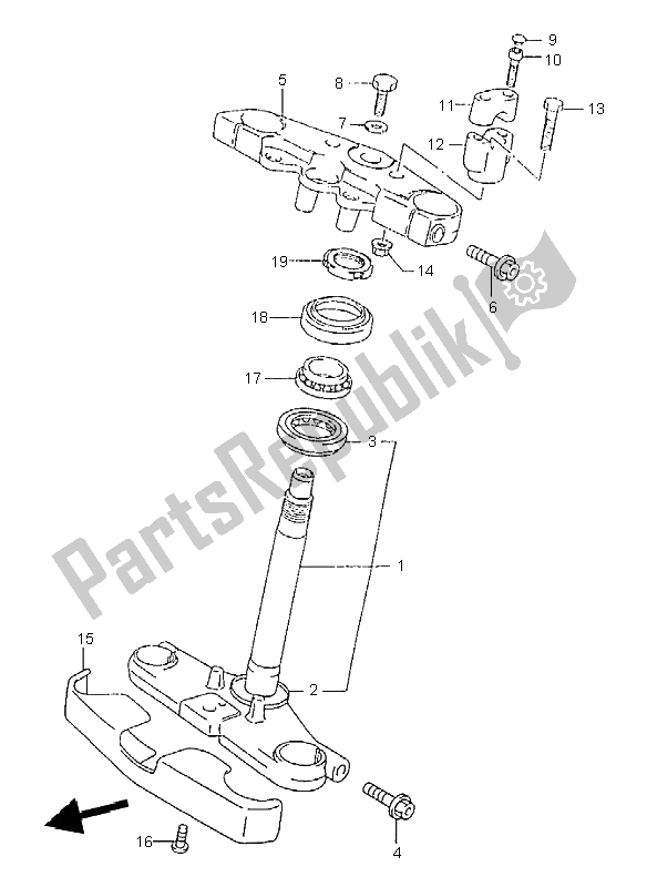 All parts for the Steering Stem of the Suzuki GZ 125 Marauder 2000