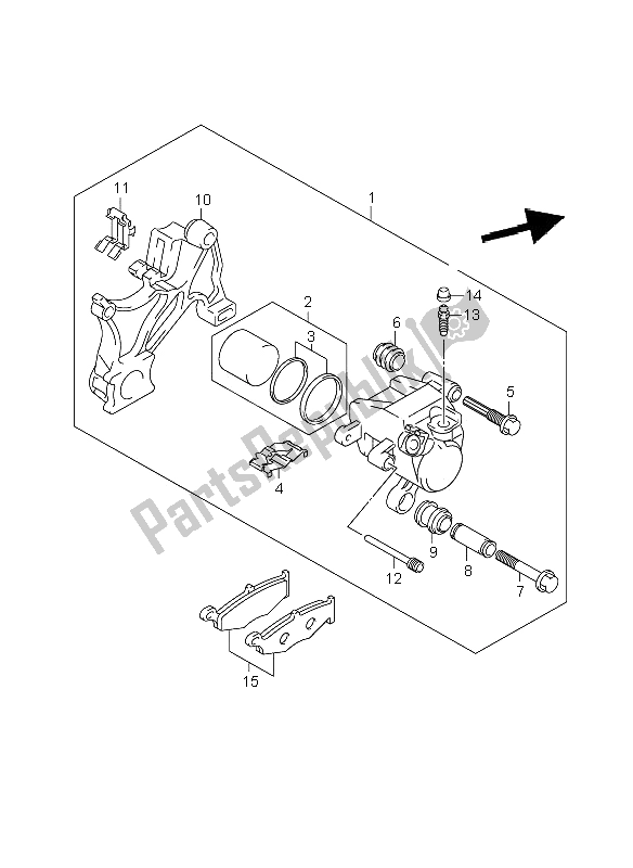 All parts for the Rear Caliper of the Suzuki GSR 600 2006