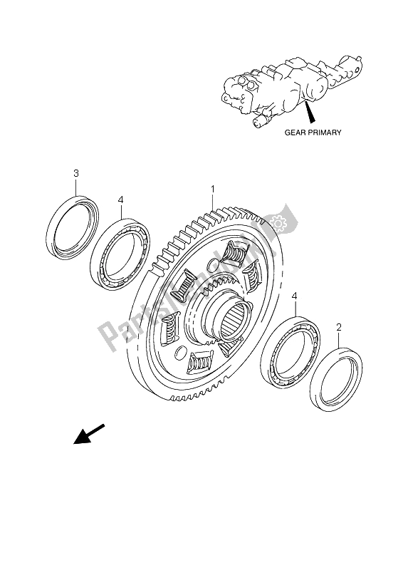 All parts for the Gear Primary of the Suzuki AN 650A Burgman Executive 2006