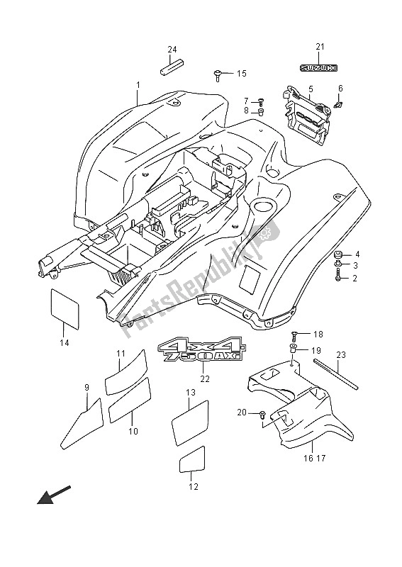 All parts for the Rear Fender (lt-a750xz) of the Suzuki LT A 750 XZ Kingquad AXI 4X4 2016