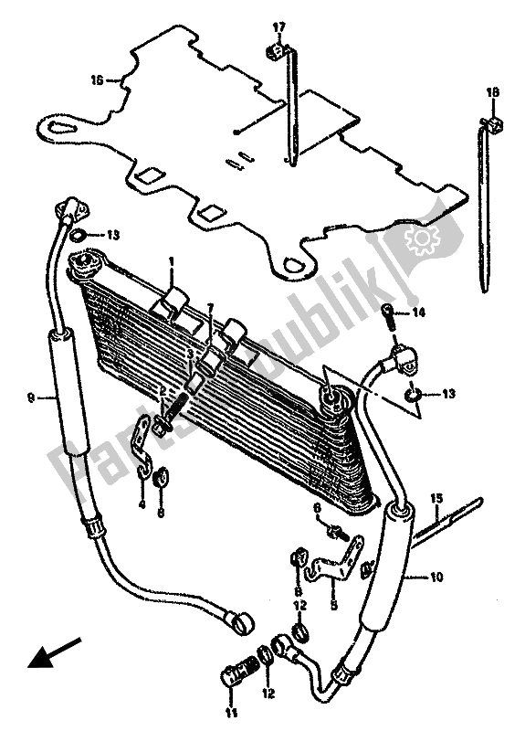 All parts for the Oil Cooler of the Suzuki GSX 750F 1993