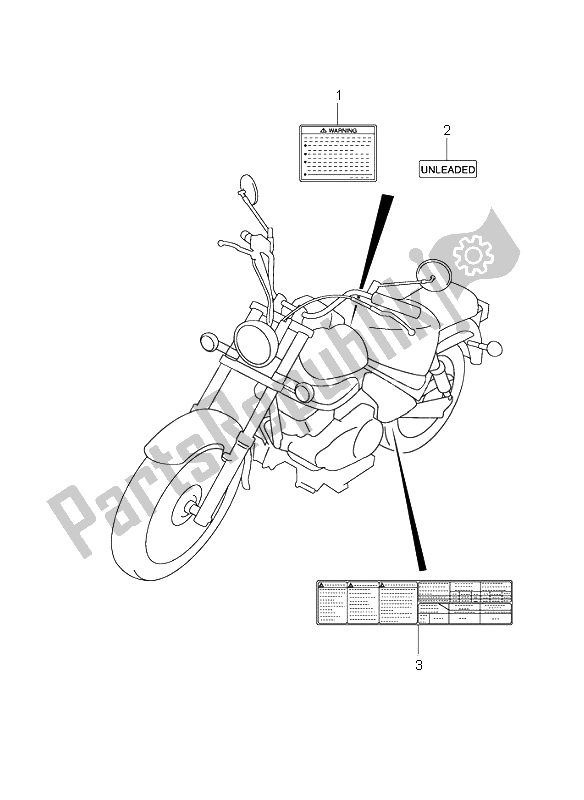 All parts for the Label of the Suzuki VL 250 Intruder 2001