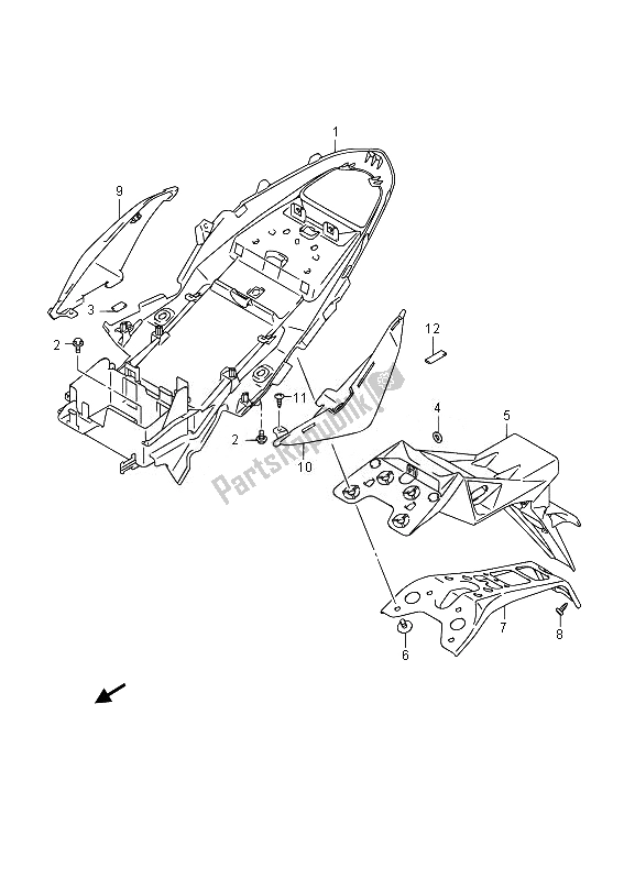 All parts for the Rear Fender of the Suzuki GSR 750A 2014