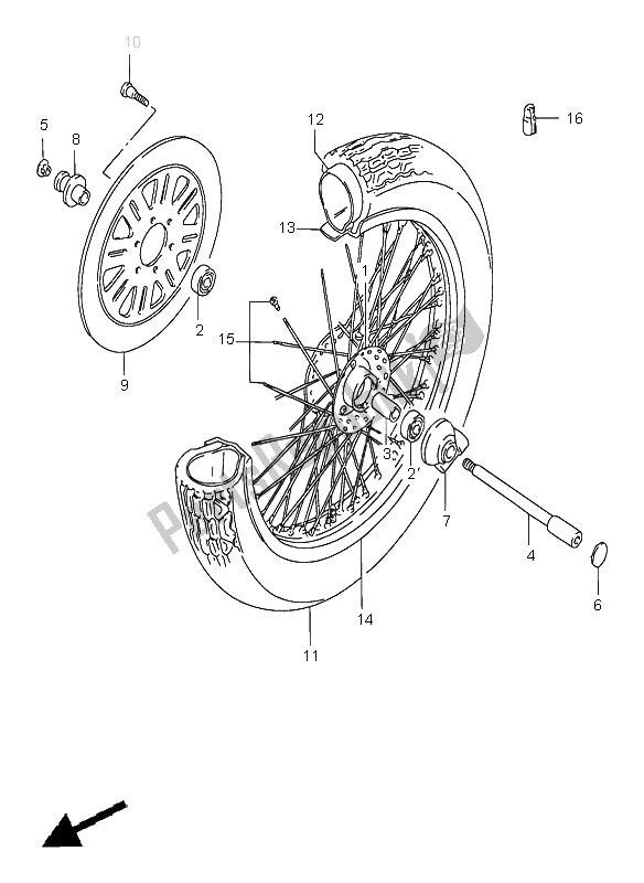 Toutes les pièces pour le Roue Avant du Suzuki VS 1400 Intruder 1999