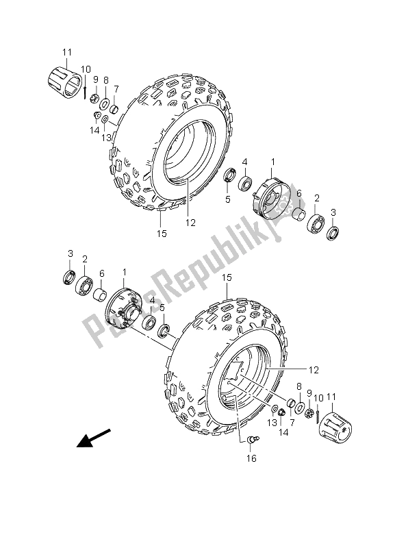 All parts for the Front Wheel of the Suzuki LT Z 90 4T Quadsport 2008