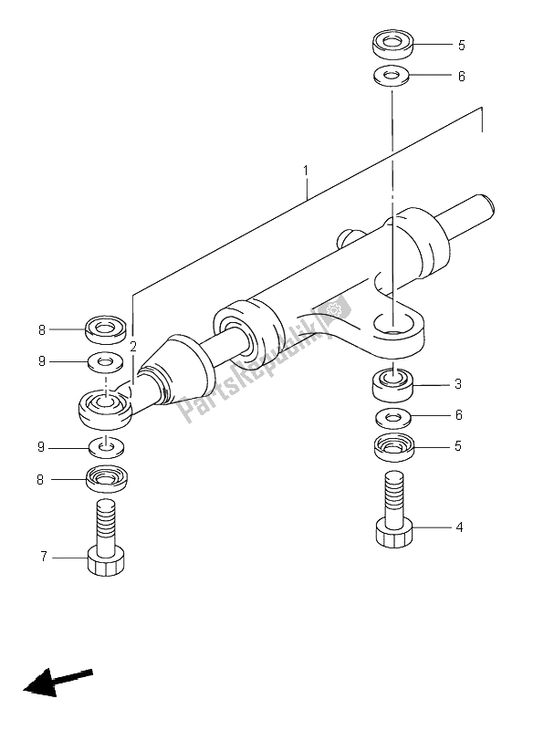 All parts for the Steering Damper of the Suzuki GSX R 1100W 1998