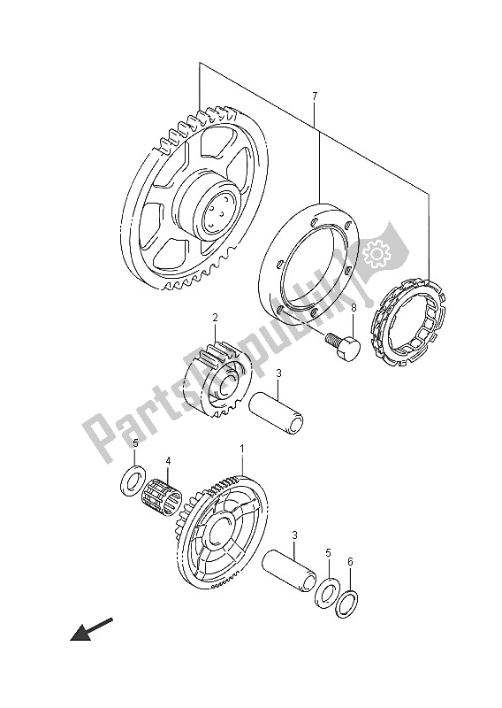 All parts for the Starter Clutch of the Suzuki GSX R 750 2016