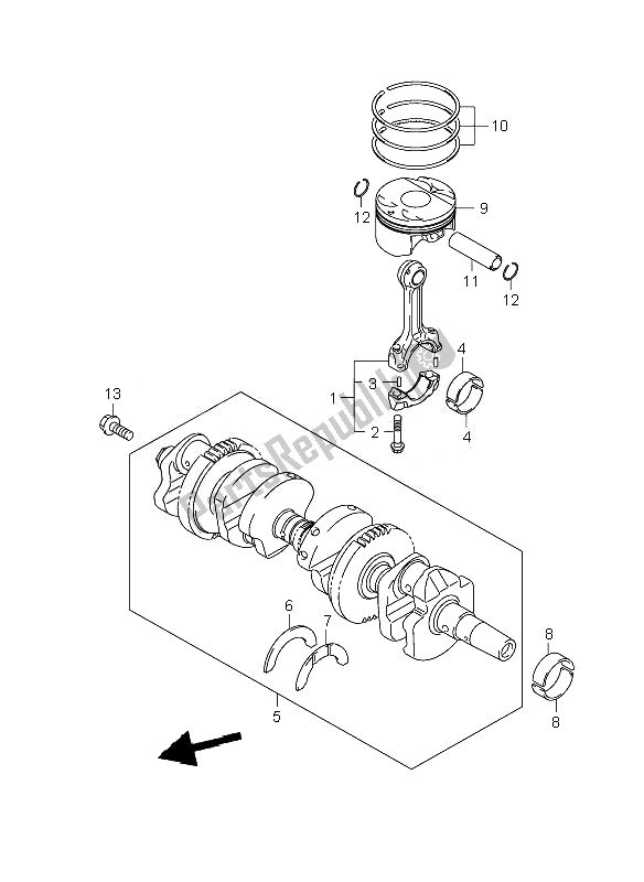 All parts for the Crankshaft of the Suzuki GSF 650 Nsnasa Bandit 2007